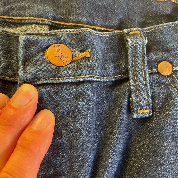 Wrangler Vtg Gold Buckle Stone Wash Jeans Straight Long Pants Size 32x32 Dark - Picture 3 of 12